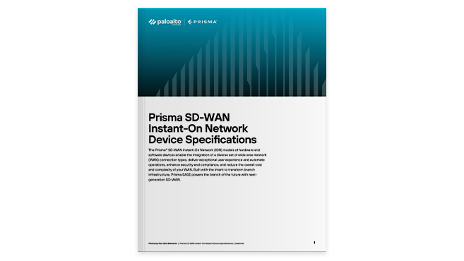 Prisma SD-WAN Instant-On Network 裝置規格